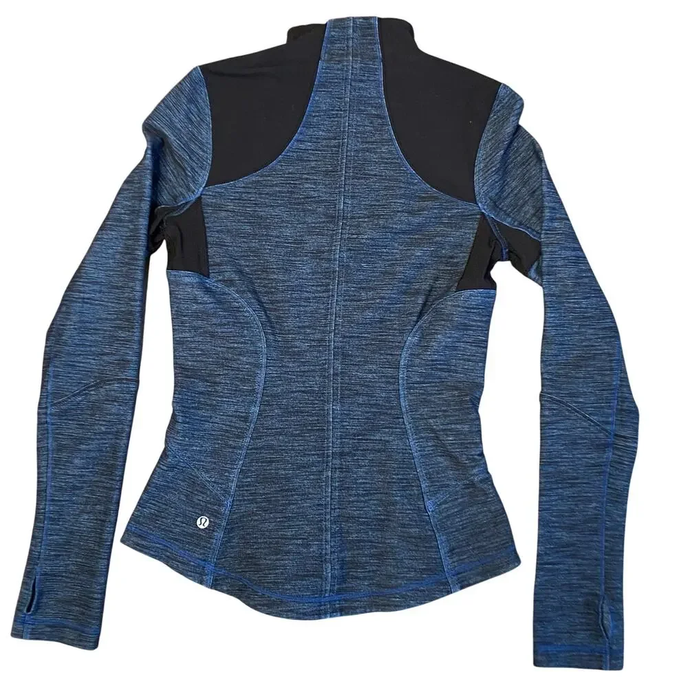 Lululemon Forme Jacket Blue Slub Denim Black Colorway